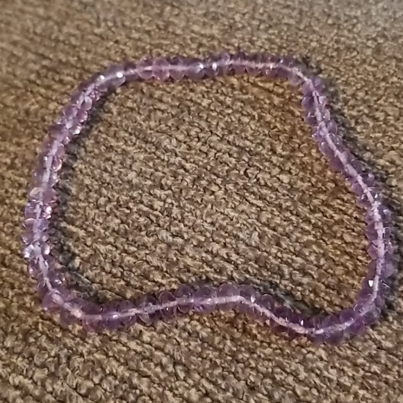 Genuine Amethyst Beads Stretch Bracelet - Picture 6 of 8